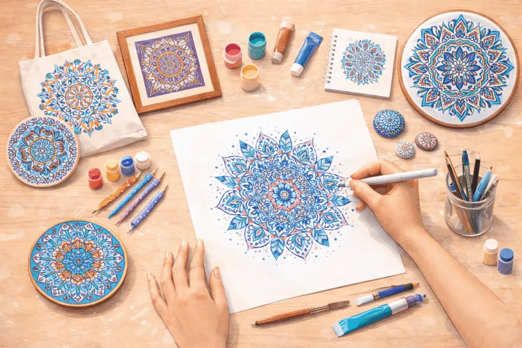creative mandala art on wooden surface 1024x683